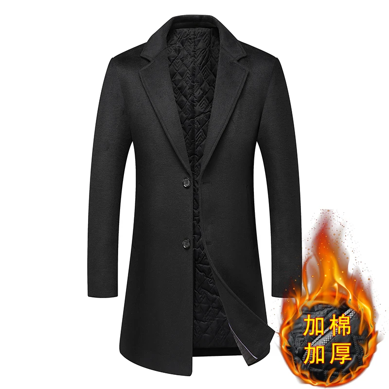 

2023 модное мужское пальто большого размера корейский стиль тонкое повседневное плотное шерстяное пальто в британском стиле однотонное теплое шерстяное пальто