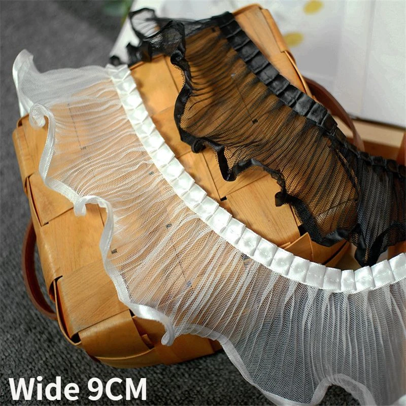 9CM Wide White Black Satin Mesh Pleated Crinkled Lace Fabric Needlework Ruffles Ribbon Frills DIY Sewing Dress Applique Decor
9CM Wide White Black Satin Mesh Pleated Crinkled Lace Fabric Needlework Ruffles Ribbon Frills DIY Sewing Dress Applique Decor