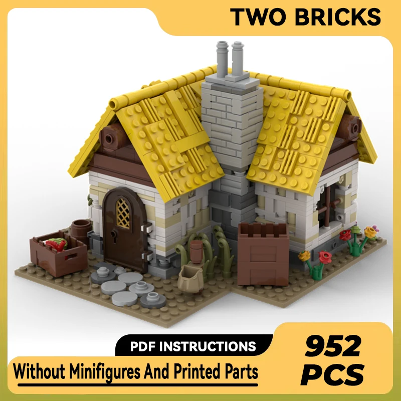 

Moc Building Blocks Street View Model Medieval Farmhouse Technical Bricks DIY Assembly Construction Toys For Childr Holiday Gift