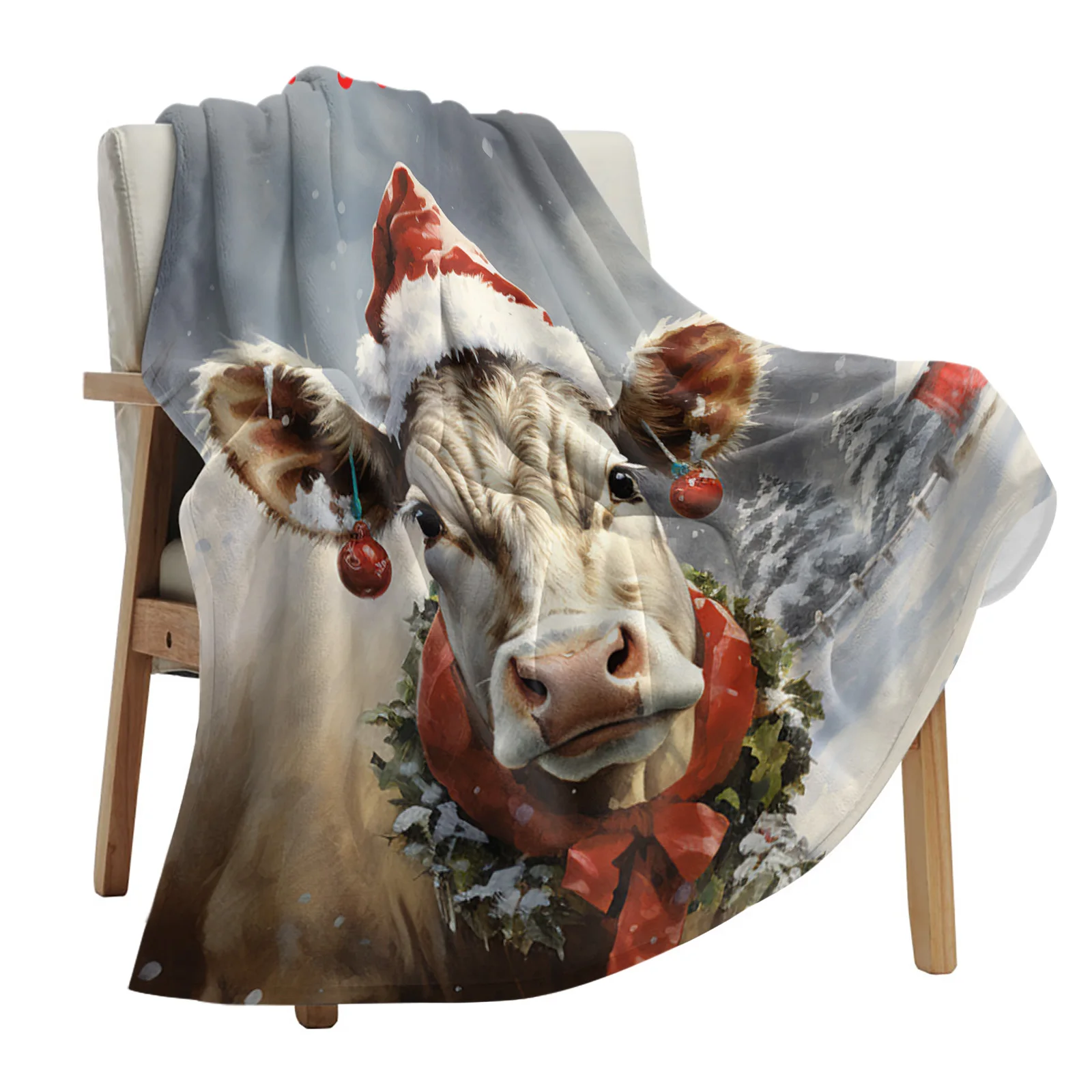 

Рождественская Снежная ферма, корова, плед, одеяло, мягкое плюшевое теплое диванное покрывало, праздничные подарки