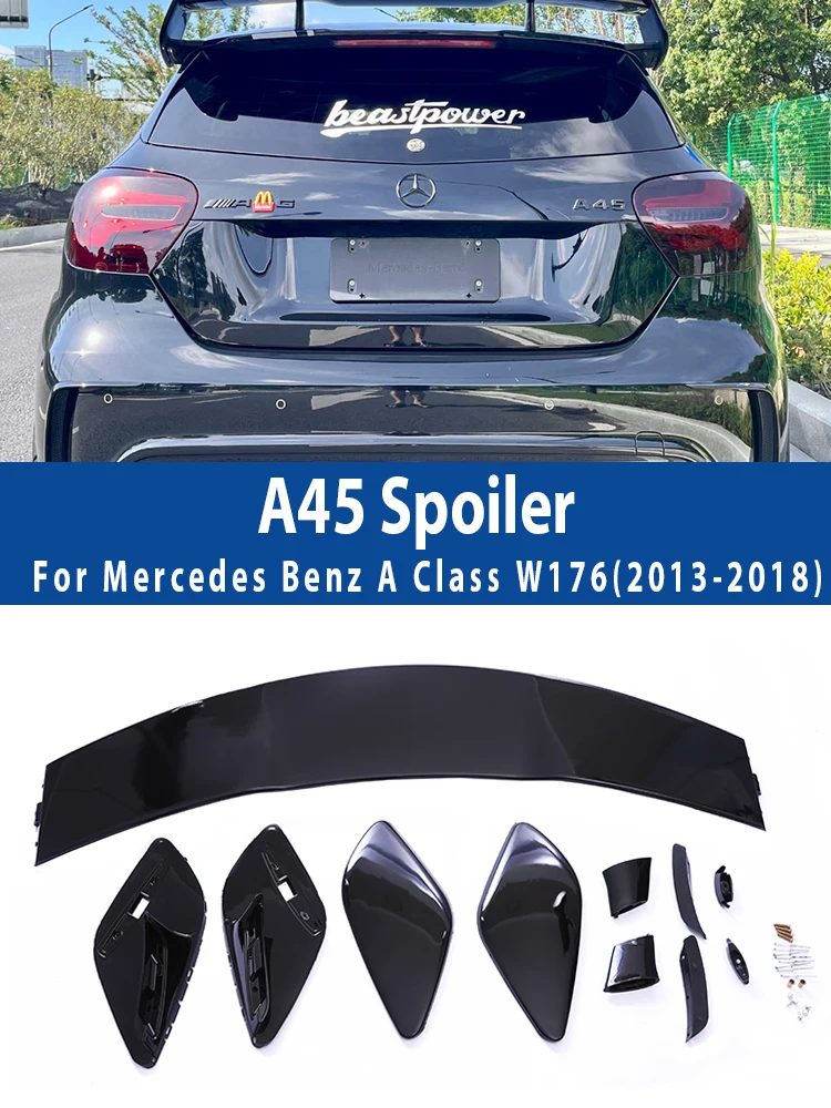 

Блестящий черный спойлер для заднего бампера комплект крыла AMG для Mercedes Benz A Class W176 седан A35 A45 стиль A180 A200 A250 2013-2018