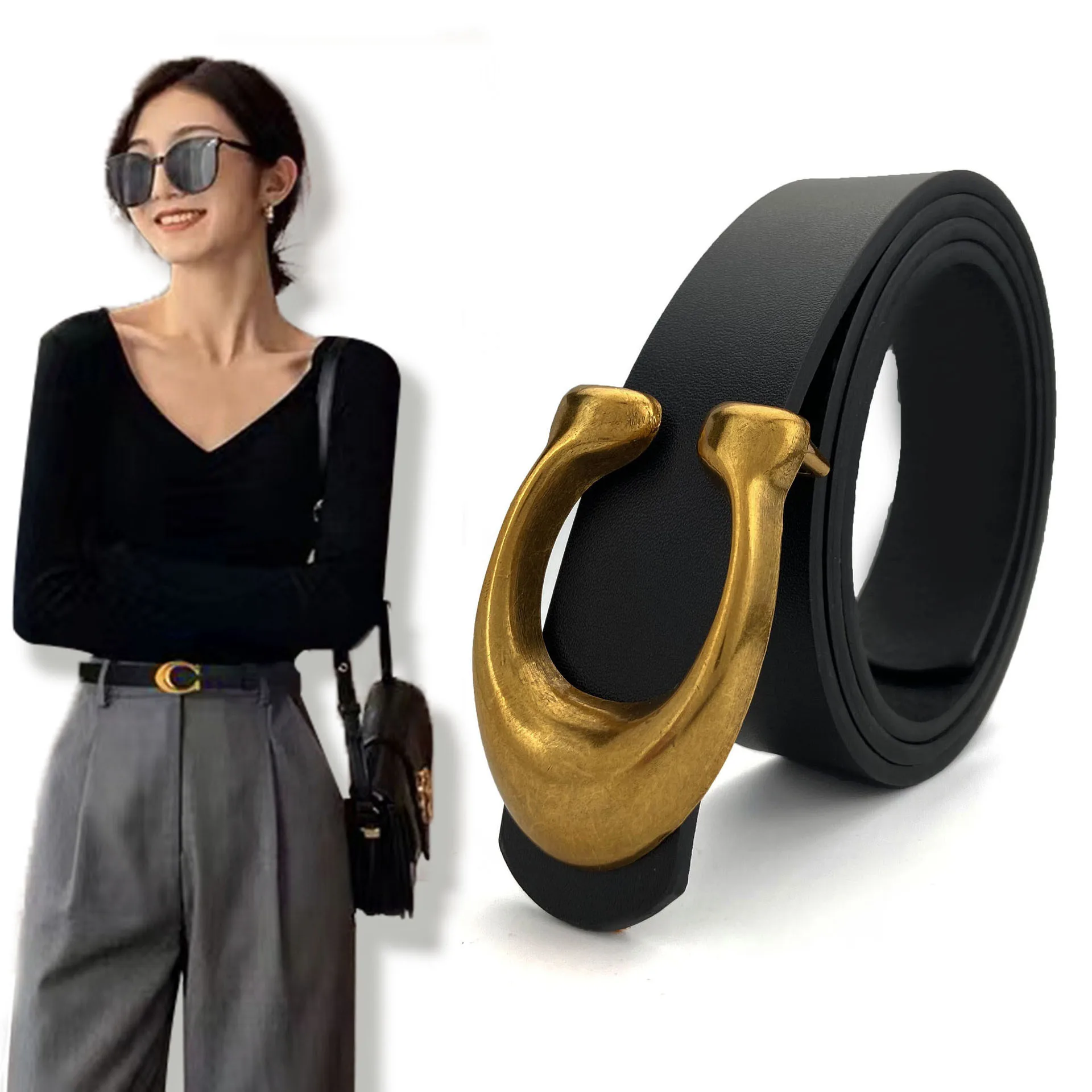Fashion Pu Leather Belt For Women Designer Metal C Buckle Waist Strap Female Jeans Dress Trouser All-match Decorative Waistband
Fashion Pu Leather Belt For Women Designer Metal C Buckle Waist Strap Female Jeans Dress Trouser All-match Decorative Waistband