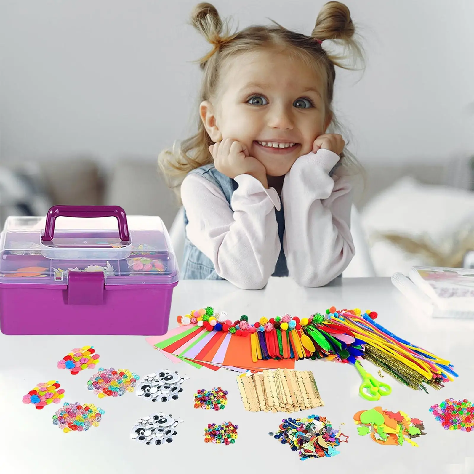 Arts and Crafts Supplies Kit W/ Pom Poms Scissors W/ Cartoon Storage Box Handmade DIY Crafts Kits for Boys Girls Age 4 5 6 7 8 9
Arts and Crafts Supplies Kit W/ Pom Poms Scissors W/ Cartoon Storage Box Handmade DIY Crafts Kits for Boys Girls Age 4 5 6 7 8 9