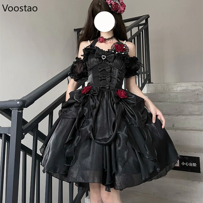 Gothic Lolita Jsk Dress Women Victorian Vintage Rose Lace Mesh Wedding Princess Dress Female Kawaii Evening Party Elegant Dress
Gothic Lolita Jsk Dress Women Victorian Vintage Rose Lace Mesh Wedding Princess Dress Female Kawaii Evening Party Elegant Dress
