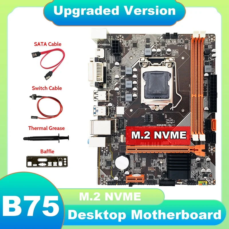 Материнская плата B75 + кабель SATA + кабель переключателя + термопаста + перегородка M.2 NVME LGA 1155 Материнская плата для настольного компьютера I3 I5 ...
Материнская плата B75 + кабель SATA + кабель переключателя + термопаста + перегородка M.2 NVME LGA 1155 Материнская плата для настольного компьютера I3 I5 ...