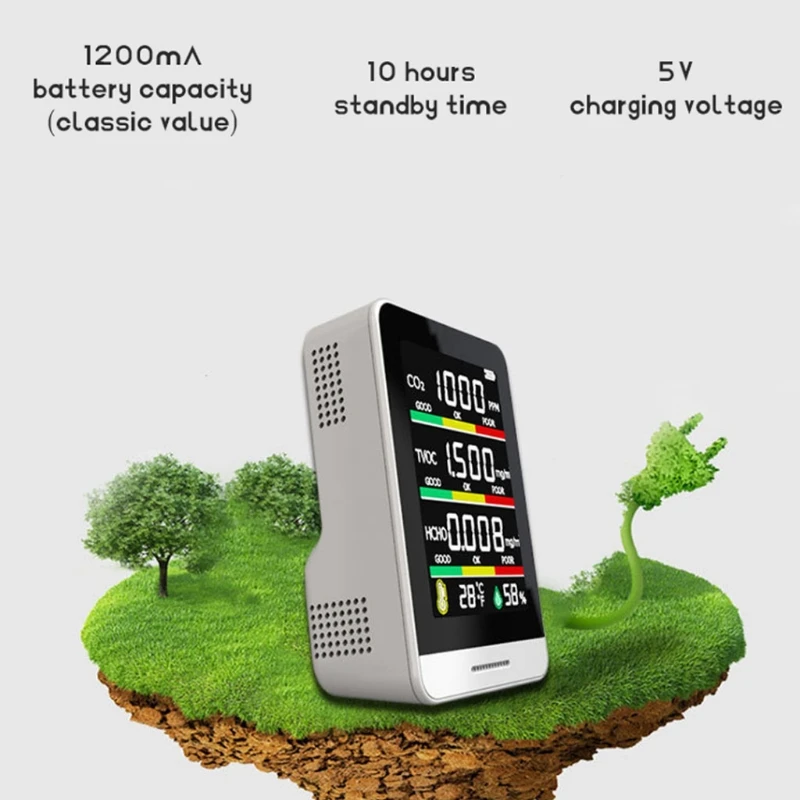 K1KA CO2 Detector TVOC HCHO Temperature Humidity Detecting Tool Intelligent Monitor
K1KA CO2 Detector TVOC HCHO Temperature Humidity Detecting Tool Intelligent Monitor
