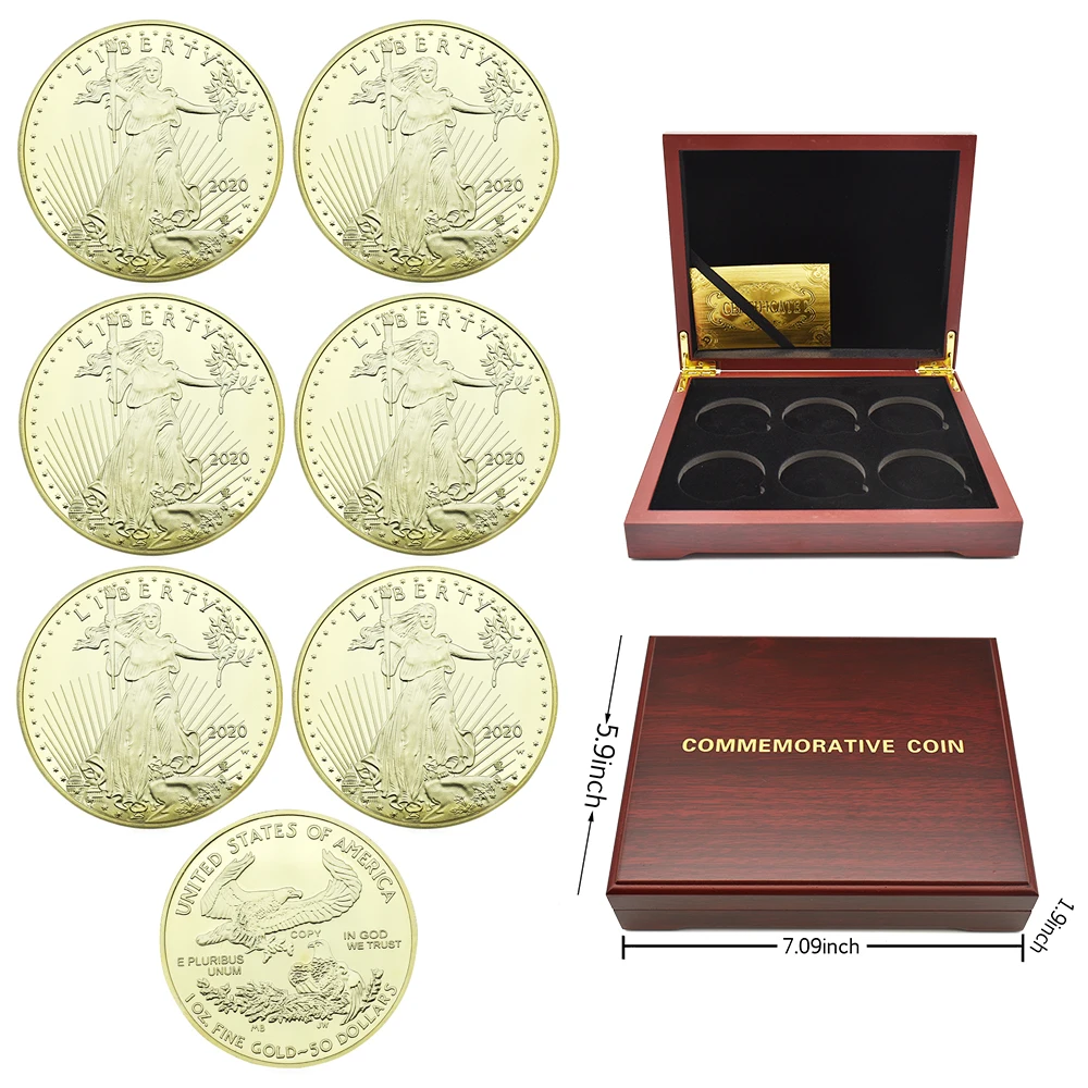 6pcs/box 2020 American Statue of Liberty Gold Coin 1oz Eagle Badge Commemorative Coin Collection Business Gift
6pcs/box 2020 American Statue of Liberty Gold Coin 1oz Eagle Badge Commemorative Coin Collection Business Gift