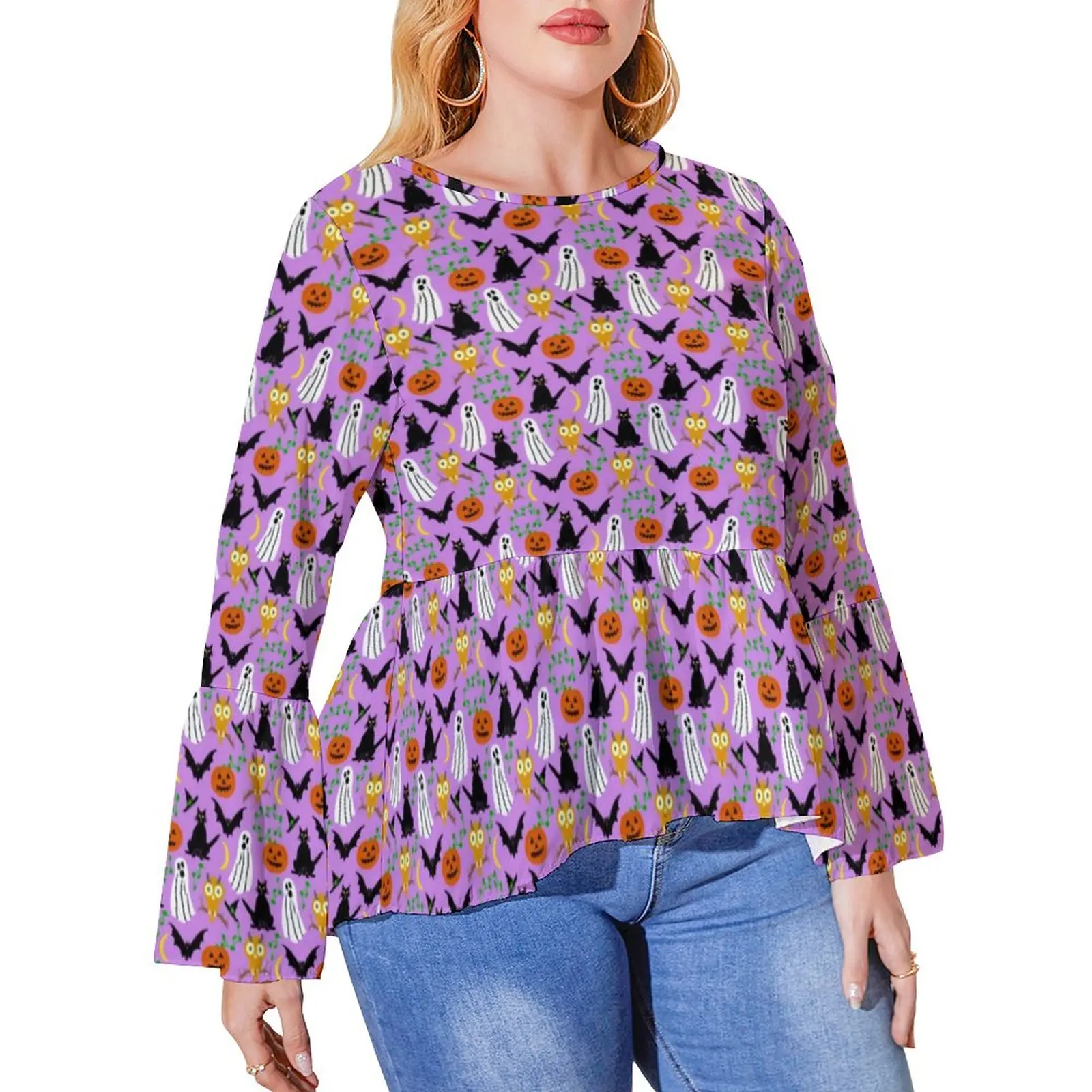 Black Cats Print T-Shirt Ghosts Bats Pumpkins Modern Ruffled T-Shirts Lady Casual Tee Shirt Plus Size Trendy Tops Birthday Gift
Black Cats Print T-Shirt Ghosts Bats Pumpkins Modern Ruffled T-Shirts Lady Casual Tee Shirt Plus Size Trendy Tops Birthday Gift