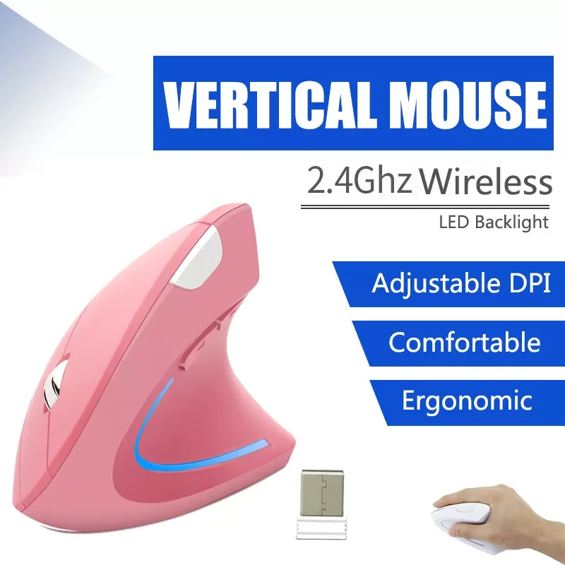 

Wireless Right Hand Vertical Mouse Ergonomic Gaming Mouse 2.4Ghz 1600DPI USB Optical Wrist Healthy Mice Mause For PC Computer