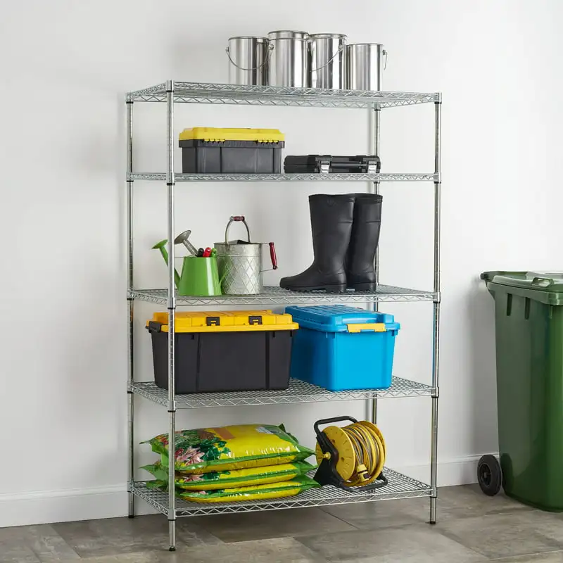 Elegant and Durable 5-Shelf 800lbs Capacity Commercial Silver Steel Wire Shelving--Perfect for All Home and Office Storage Solut
Elegant and Durable 5-Shelf 800lbs Capacity Commercial Silver Steel Wire Shelving--Perfect for All Home and Office Storage Solut