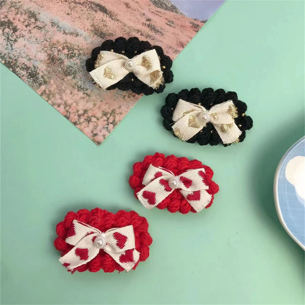 Cute Women Bowknot Love Pearl Hairpin Trendy Handmade Knitting Yarn Hair Clip Kids BB Snap Headwear Hair Accessories For Girls
Cute Women Bowknot Love Pearl Hairpin Trendy Handmade Knitting Yarn Hair Clip Kids BB Snap Headwear Hair Accessories For Girls