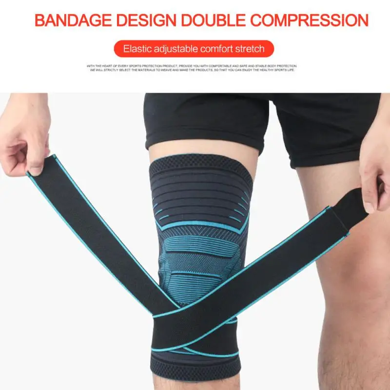

Спортивный наколенник 1 шт., компрессионная эластичная повязка на колено для мужчин, спортивное снаряжение для активного отдыха, баскетбола, волейбола, велоспорта 7