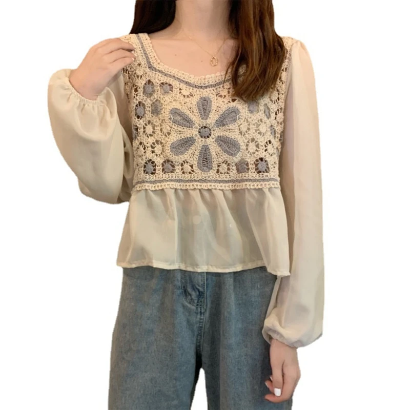 New style Women Chiffon Puff Long Sleeve Shirt Crochet Floral Lace Patchwork Ruffle Blouse
New style Women Chiffon Puff Long Sleeve Shirt Crochet Floral Lace Patchwork Ruffle Blouse