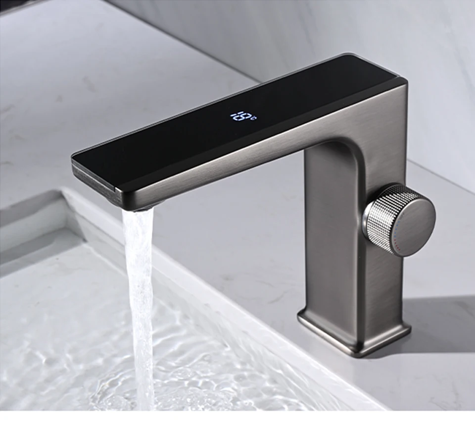 Intelligent Digital Display LED Basin Faucet Hot and Cold Water Mixer Sink Tap Bathroom Brass Gun Gray Washbasin Vanity Faucet
Intelligent Digital Display LED Basin Faucet Hot and Cold Water Mixer Sink Tap Bathroom Brass Gun Gray Washbasin Vanity Faucet