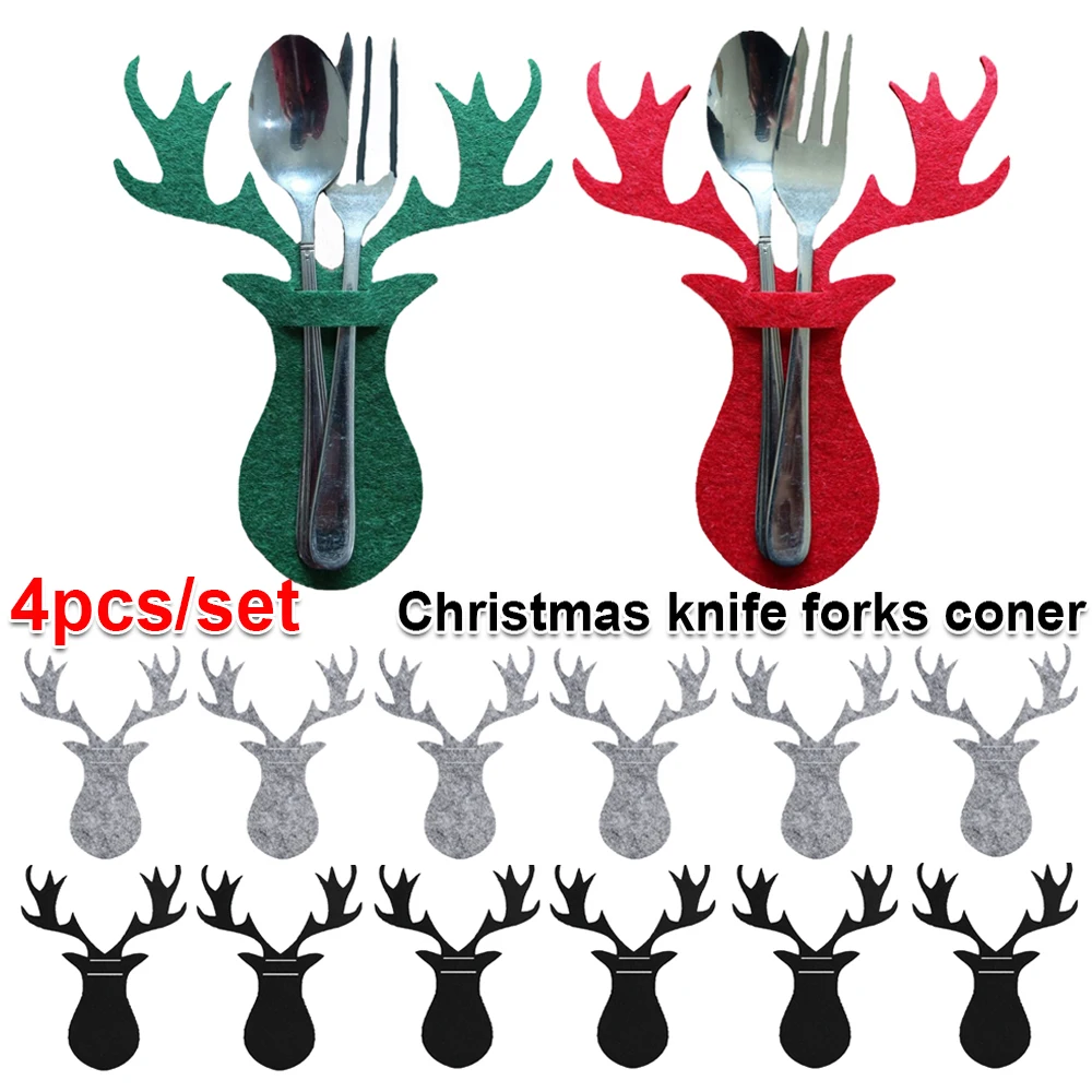 4Pcs/set Knife Fork Cover Cutlery Bags Christmas Tableware Cutlery Holders Elks Head Stars Tableware Pockets Knife Fork Storage
4Pcs/set Knife Fork Cover Cutlery Bags Christmas Tableware Cutlery Holders Elks Head Stars Tableware Pockets Knife Fork Storage