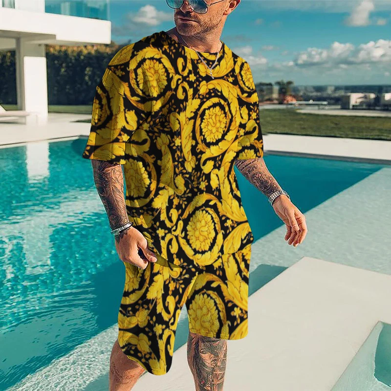 New Summer Men Set Tracksuit Yellow Hawaiian Clothing Oversized Loose 3d Printed T shirt Shorts Sportswear Male Tshirts 2-Piece
New Summer Men Set Tracksuit Yellow Hawaiian Clothing Oversized Loose 3d Printed T shirt Shorts Sportswear Male Tshirts 2-Piece
