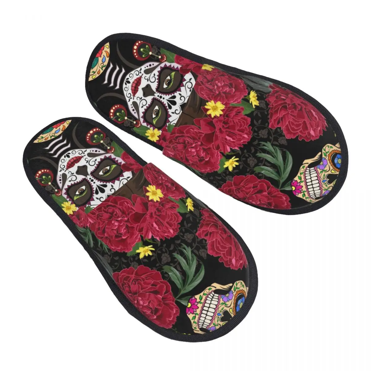 Winter Slipper Woman Man Fluffy Warm Slippers Calavera Catrina In Wreath Of Peonies Sugar Skulls House Slippers Funny Shoes
Winter Slipper Woman Man Fluffy Warm Slippers Calavera Catrina In Wreath Of Peonies Sugar Skulls House Slippers Funny Shoes