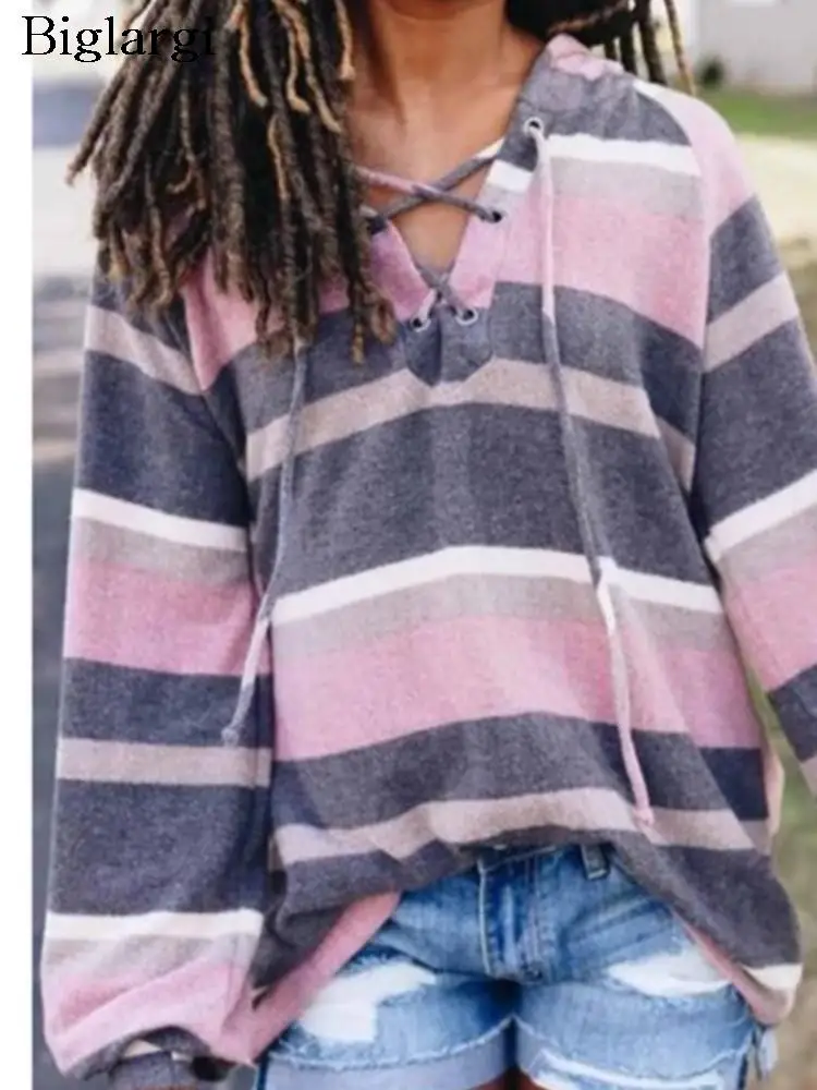 Autumn Sweatshirt Tops Women Long Sleeve Striped Print Loose Hooded Ladies Sweatshirts Fashion Casual Woman Tops 2023
Autumn Sweatshirt Tops Women Long Sleeve Striped Print Loose Hooded Ladies Sweatshirts Fashion Casual Woman Tops 2023