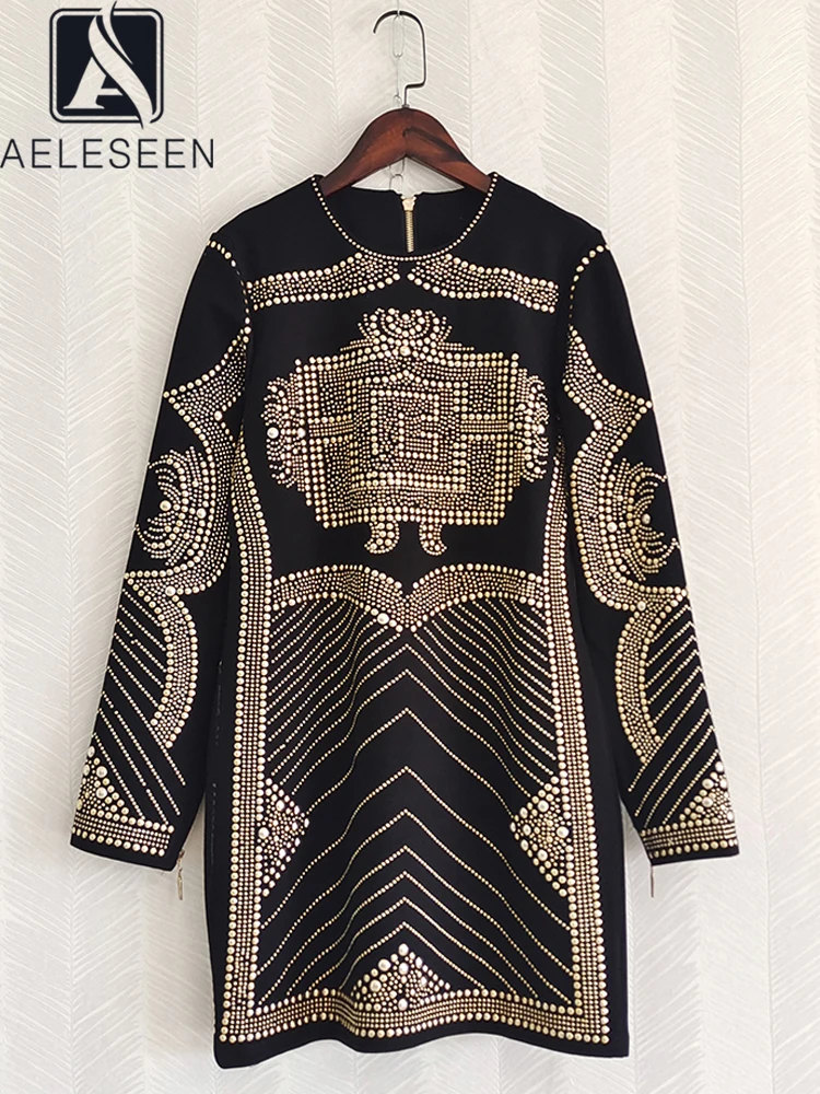 AELESEEN Autumn Winter Black Dress 2022 Runway Fashion Women Long Sleeve Stylish Zipper Golden Beading White Mini Female
AELESEEN Autumn Winter Black Dress 2022 Runway Fashion Women Long Sleeve Stylish Zipper Golden Beading White Mini Female