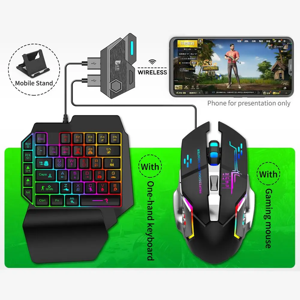 Mobile Game Keyboard & Mouse Converter Set Bluetooth-compatibleV5.0 Run Smoothly and High Sensitivity Fast Charge Interface
Mobile Game Keyboard & Mouse Converter Set Bluetooth-compatibleV5.0 Run Smoothly and High Sensitivity Fast Charge Interface