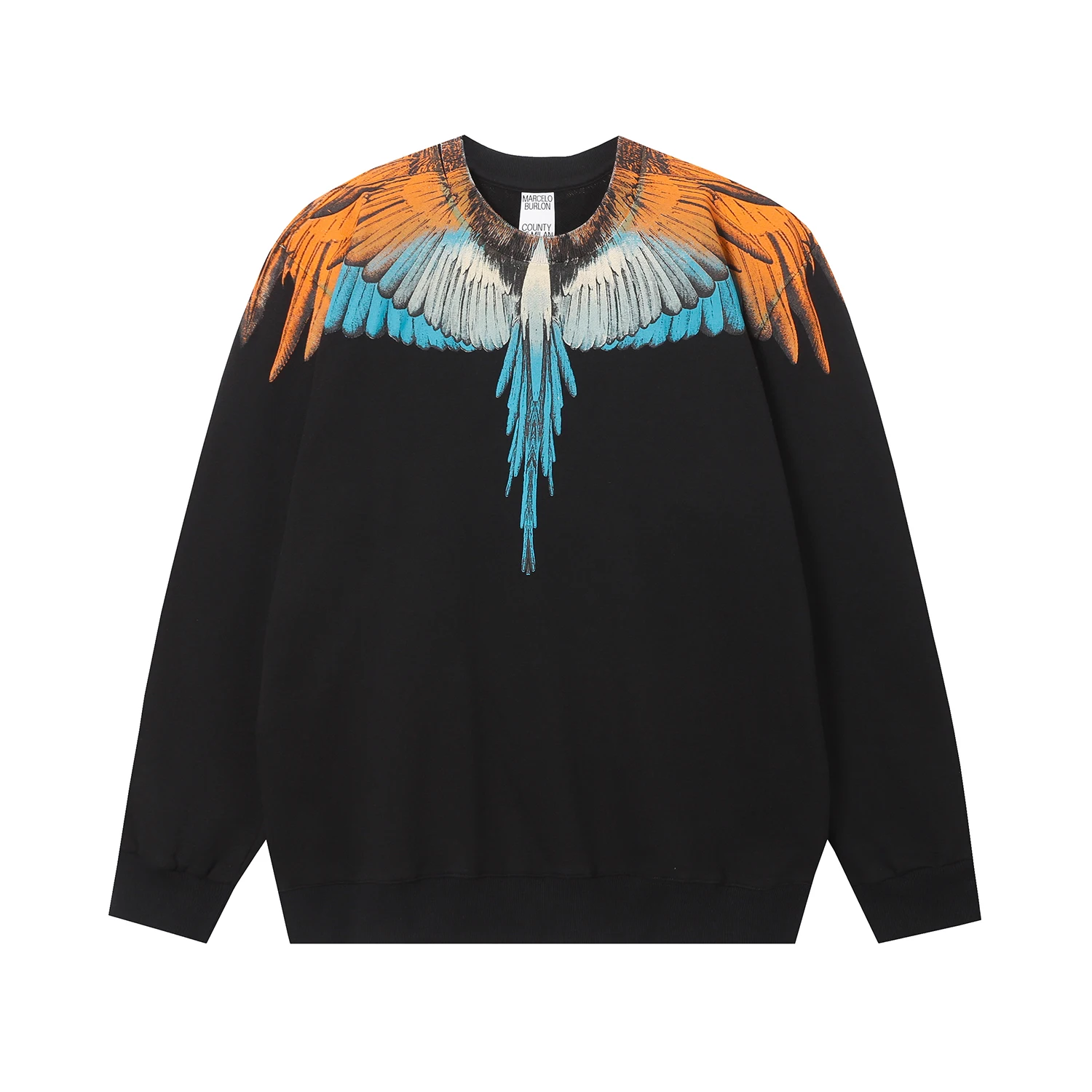 2023MB new autumn and winter wear gradual orange and blue feather wings round neck pullover hoodie men and women the same
2023MB new autumn and winter wear gradual orange and blue feather wings round neck pullover hoodie men and women the same