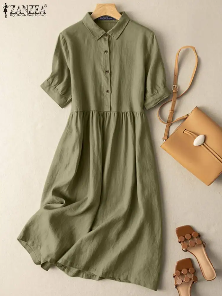 ZANZEA Summer Women's Dress Solid Color Short Sleeve Lapel Dresses Oversized Femme Casual Elegant Vintage Tunic Sundress Robe
ZANZEA Summer Women's Dress Solid Color Short Sleeve Lapel Dresses Oversized Femme Casual Elegant Vintage Tunic Sundress Robe
