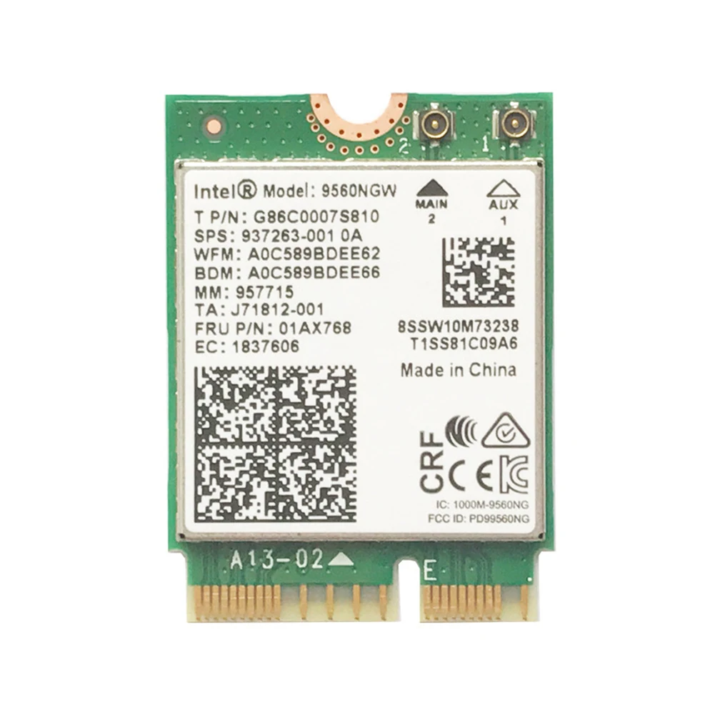 Двухдиапазонная беспроводная карта 2,4G/5 ГГц Intel 9560 AC 9560NGW 1,73 Гбит/с Wifi 802.11AC M.2 CNVI Bluetooth 5,0 Wlan-карта для Windows 10
Двухдиапазонная беспроводная карта 2,4G/5 ГГц Intel 9560 AC 9560NGW 1,73 Гбит/с Wifi 802.11AC M.2 CNVI Bluetooth 5,0 Wlan-карта для Windows 10
