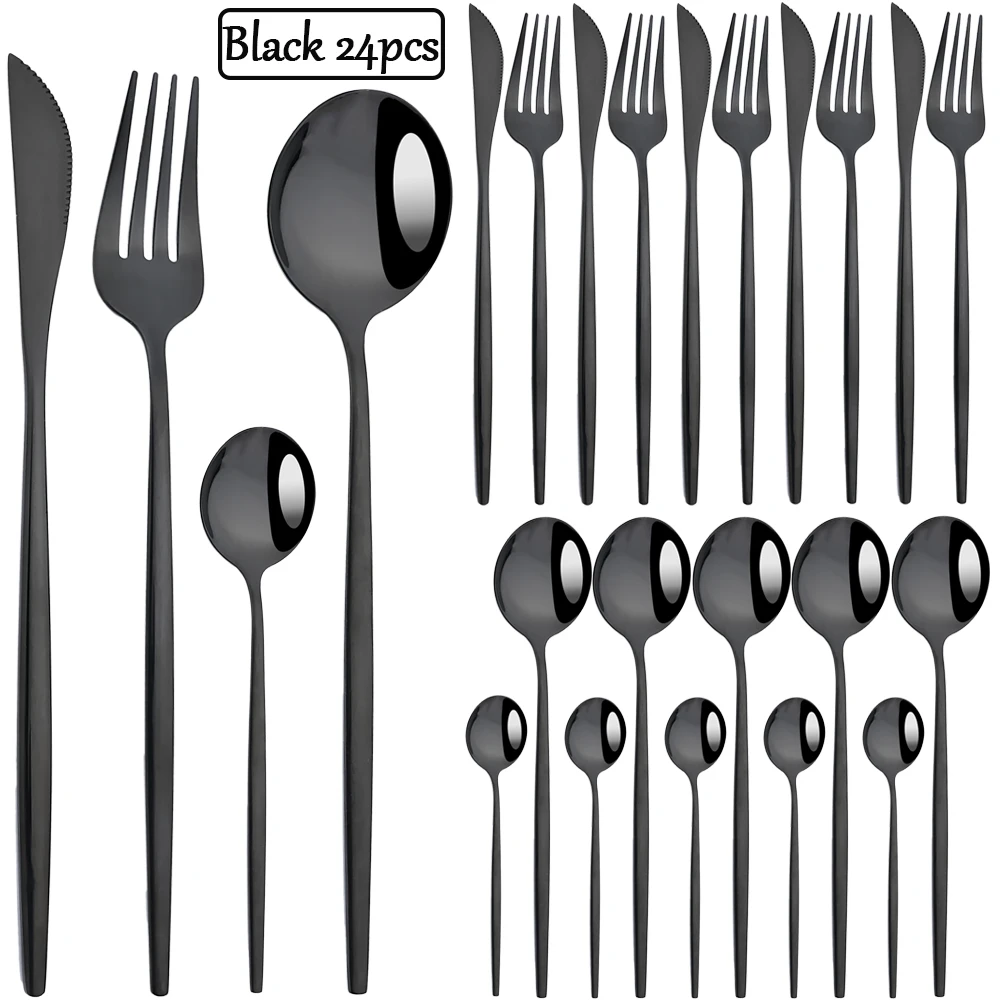 24pcs Black Dinnerware Set Spoon Fork Spoon Knife Set Vintage Fork Cutlery Set Dining Stainless Steel Tableware Steel Cutlery
24pcs Black Dinnerware Set Spoon Fork Spoon Knife Set Vintage Fork Cutlery Set Dining Stainless Steel Tableware Steel Cutlery