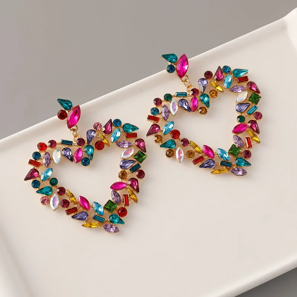 Новые модные серьги с кристаллами в форме сердца для женщин богемные роскошные