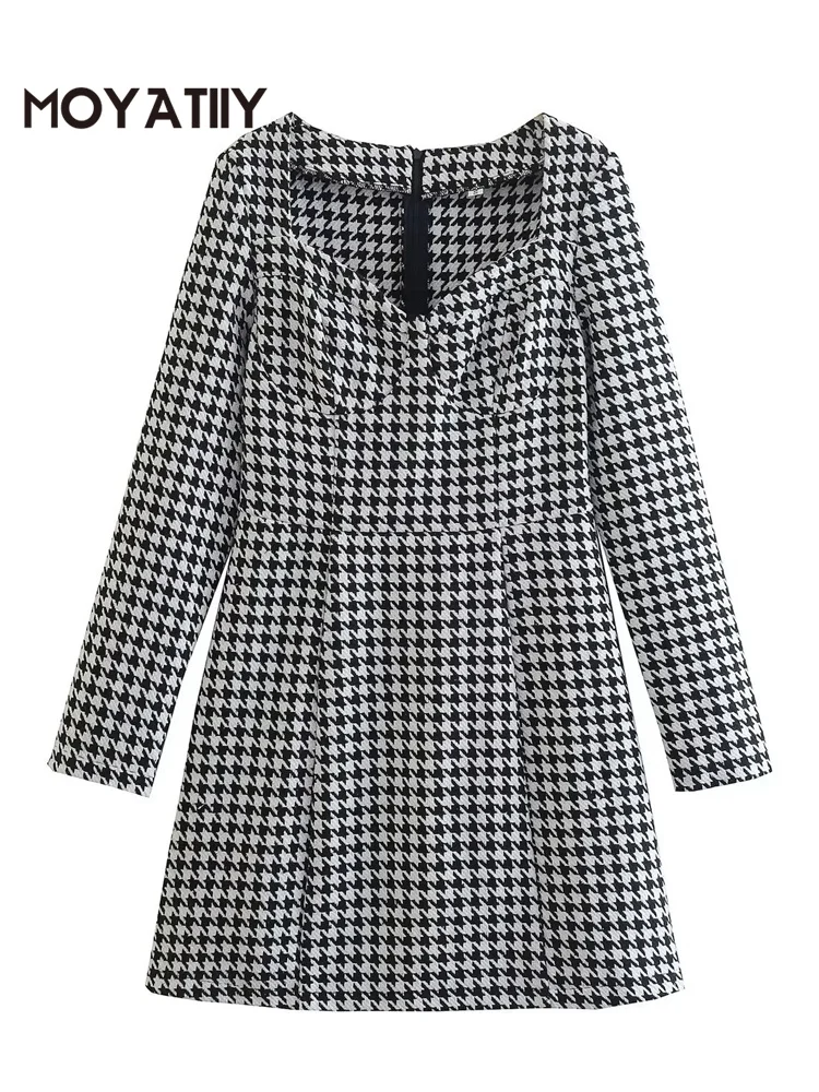 MOYATIIY Winter Women Tweed Dress Squar Collar Black Mini Dresses Long Sleeve Office Ladies Vestidos
MOYATIIY Winter Women Tweed Dress Squar Collar Black Mini Dresses Long Sleeve Office Ladies Vestidos