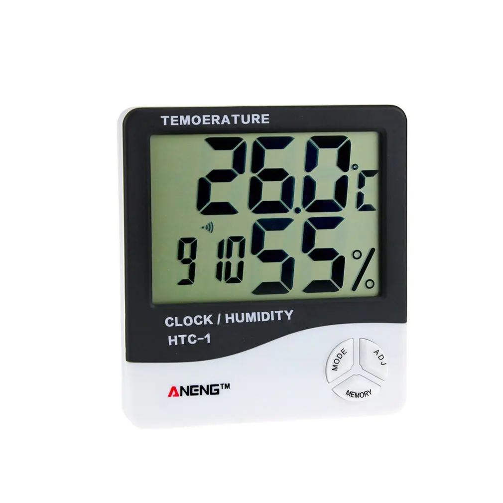 HTC-1 Indoor LCD Electronic Digital Temperature Humidity Meter Room Thermometer Hygrometer Alarm Clock Weather Station
HTC-1 Indoor LCD Electronic Digital Temperature Humidity Meter Room Thermometer Hygrometer Alarm Clock Weather Station