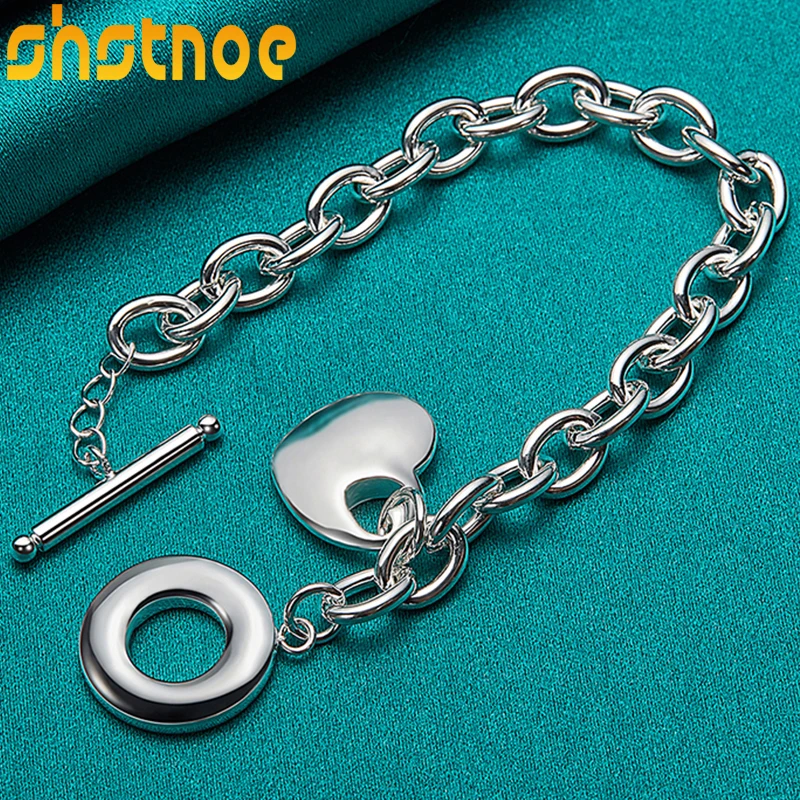 925 Sterling Silver Solid Heart Pendant Chain Bracelet For Women Party Engagement Wedding Gift Fashion Charm Jewelry
925 Sterling Silver Solid Heart Pendant Chain Bracelet For Women Party Engagement Wedding Gift Fashion Charm Jewelry