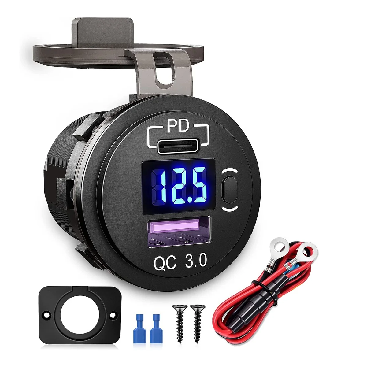 Car Dual USB Charger Quick Charge QC 3.0 & PD USB Charger Socket Adapter with Switch Voltmeter for Trucks RV Motorcycle
Car Dual USB Charger Quick Charge QC 3.0 & PD USB Charger Socket Adapter with Switch Voltmeter for Trucks RV Motorcycle