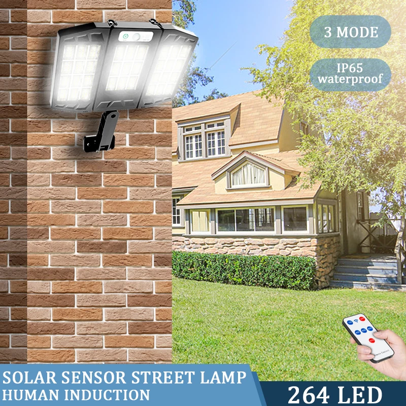 

Solar Street Light Outdoor Wall Lamp IP65 Waterproof LED With 3 Modes Collapsible Motion Sensor Lights Sunlight for Garden Yard