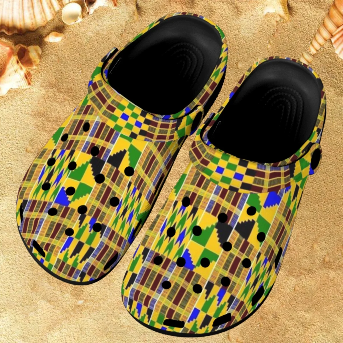 

Дышащие винтажные черные Нескользящие комнатные тапочки для пар с африканской этнической культурой, летняя повседневная обувь на плоской подошве для сада