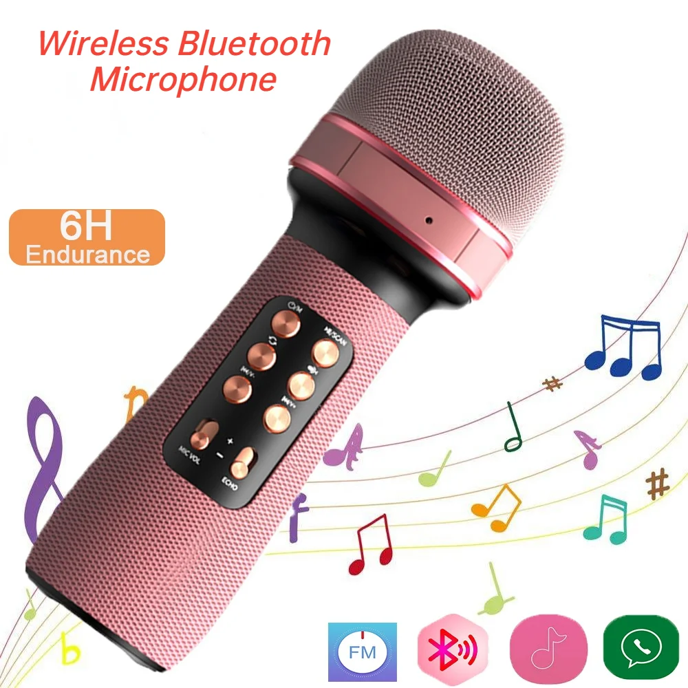 Беспроводной Bluetooth-микрофон для караоке, FM-радио, аудио-динамик, плеер, портативный микрофон для пения, динамик с изменением звука
Беспроводной Bluetooth-микрофон для караоке, FM-радио, аудио-динамик, плеер, портативный микрофон для пения, динамик с изменением звука