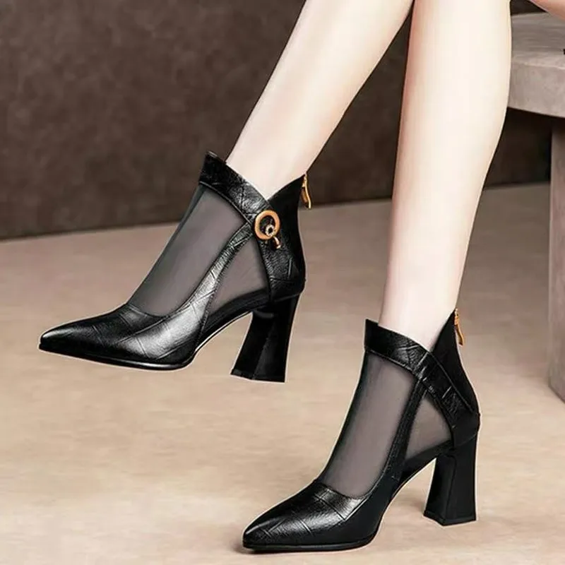 Summer new pointy thick heel mesh breathable women's cool boots mature fashion casual high heel sandals
Summer new pointy thick heel mesh breathable women's cool boots mature fashion casual high heel sandals