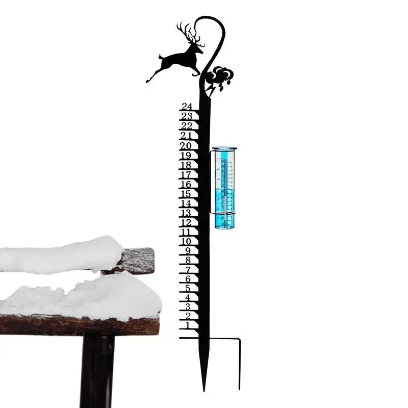 

Прибор для измерения снега оленя, двухцелевый измерительный прибор для снега и дождя, металлическая ручка для измерения снега на Рождество