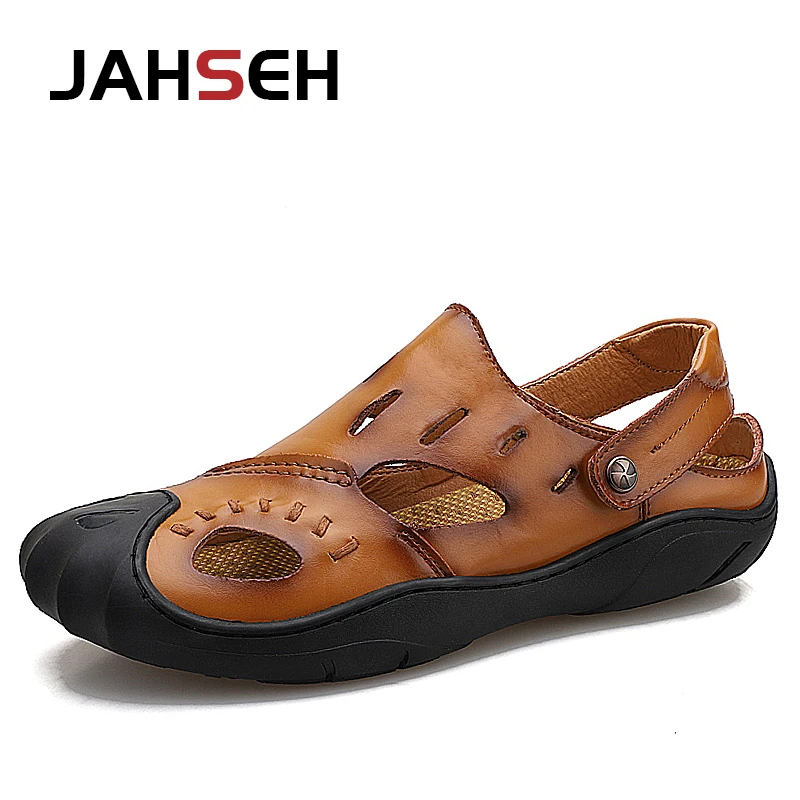 Brand Summer Men's Shoes Handmade Classic Split Leather Sandals Men Walking Beach Sandals Male Casual Shoes Man Flats Slippers
Brand Summer Men's Shoes Handmade Classic Split Leather Sandals Men Walking Beach Sandals Male Casual Shoes Man Flats Slippers