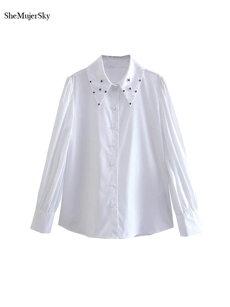 SheMujerSky Women Long Sleeve White Shirt 2022 Casual Beading Single Breasted Loose Blouses Elegant Tops
SheMujerSky Women Long Sleeve White Shirt 2022 Casual Beading Single Breasted Loose Blouses Elegant Tops