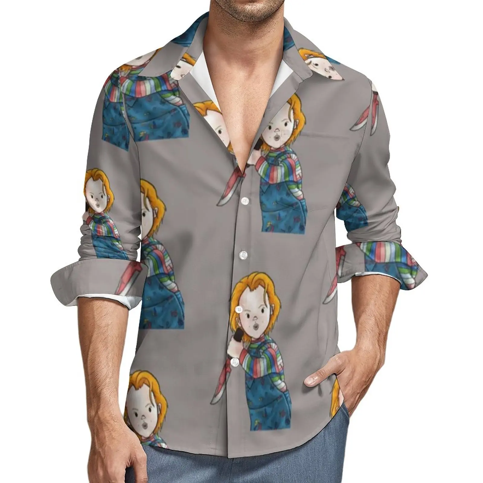 Chucky рубашка с рисунком из фильма ужасов, нож, кровь, повседневные рубашки с длинным рукавом, модель Y2K, блузки, осенняя Ретро Одежда большого размера
Chucky рубашка с рисунком из фильма ужасов, нож, кровь, повседневные рубашки с длинным рукавом, модель Y2K, блузки, осенняя Ретро Одежда большого размера