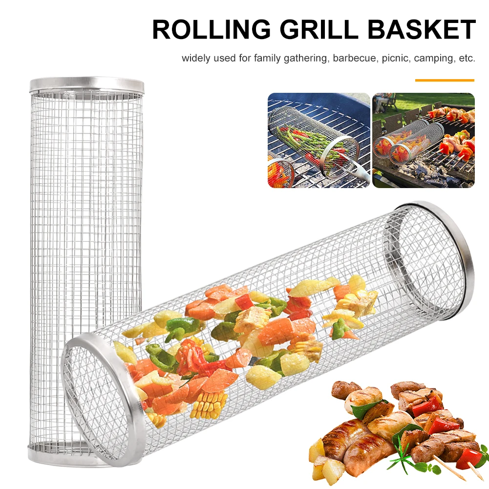 BBQ Rolling Grilling Basket Stainless Cylinder Grill Basket BBQ Grill Mesh Camping Barbecue Rack for Vegetable Fish French Fries
BBQ Rolling Grilling Basket Stainless Cylinder Grill Basket BBQ Grill Mesh Camping Barbecue Rack for Vegetable Fish French Fries