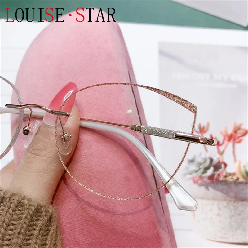 New Frame Elegant Frameless Myopia Lady Anti-Blue Light Cat Eye Sweet Optical Mirror Pure Gold Powder Frame Prescription Mirror
New Frame Elegant Frameless Myopia Lady Anti-Blue Light Cat Eye Sweet Optical Mirror Pure Gold Powder Frame Prescription Mirror