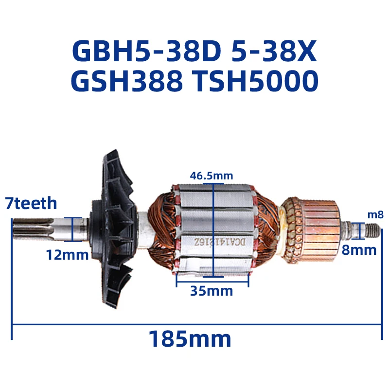 Якорный ротор с 7 зубцами, аксессуары для Bosch GBH5-38D 5-38X GSH388 TSH5000, электрический молоток
Якорный ротор с 7 зубцами, аксессуары для Bosch GBH5-38D 5-38X GSH388 TSH5000, электрический молоток