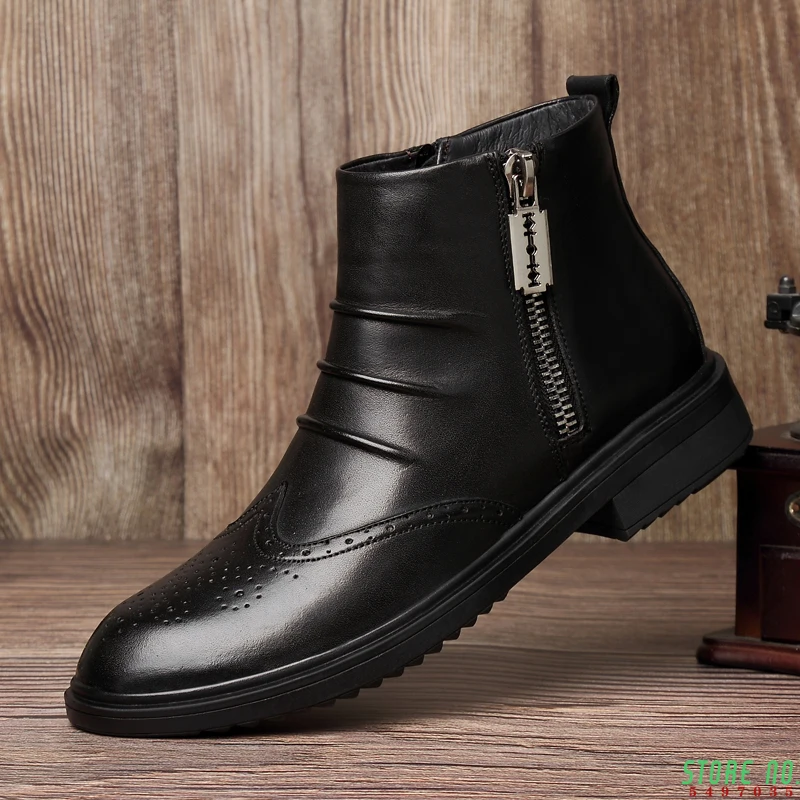 Vintage Men Boots Top Quality Plush Warm Winter Boots Men Casual Shoes Genuine Leather Ankle Boots Male Side Zipper Brogue Shoes
Vintage Men Boots Top Quality Plush Warm Winter Boots Men Casual Shoes Genuine Leather Ankle Boots Male Side Zipper Brogue Shoes