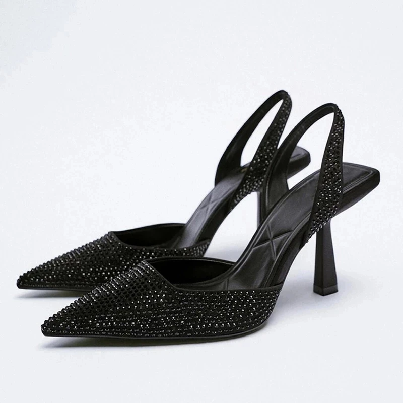 2023 TRAF Rhinestone Pumps Women Black Opinted Toe High Heels Luxury Heeled Slingbacks Shoes Lady Elegant Spring Sandal
2023 TRAF Rhinestone Pumps Women Black Opinted Toe High Heels Luxury Heeled Slingbacks Shoes Lady Elegant Spring Sandal