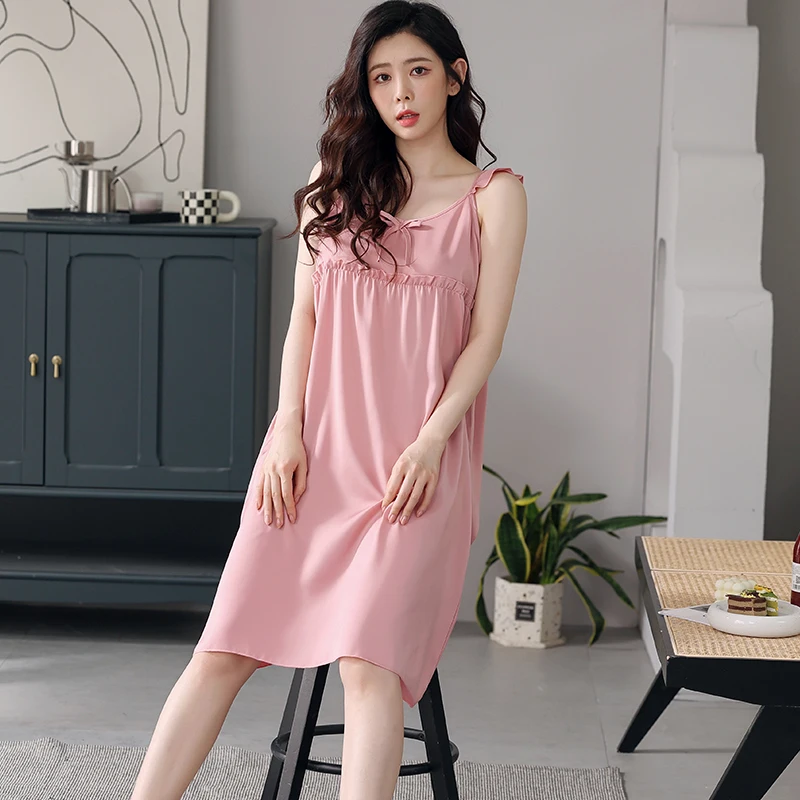 Summer Women Night Dress Sexy Nightwear Sling Nightgown Sweet Casual Soft Loose M-3XL Girls Sleepwear 
Summer Women Night Dress Sexy Nightwear Sling Nightgown Sweet Casual Soft Loose M-3XL Girls Sleepwear