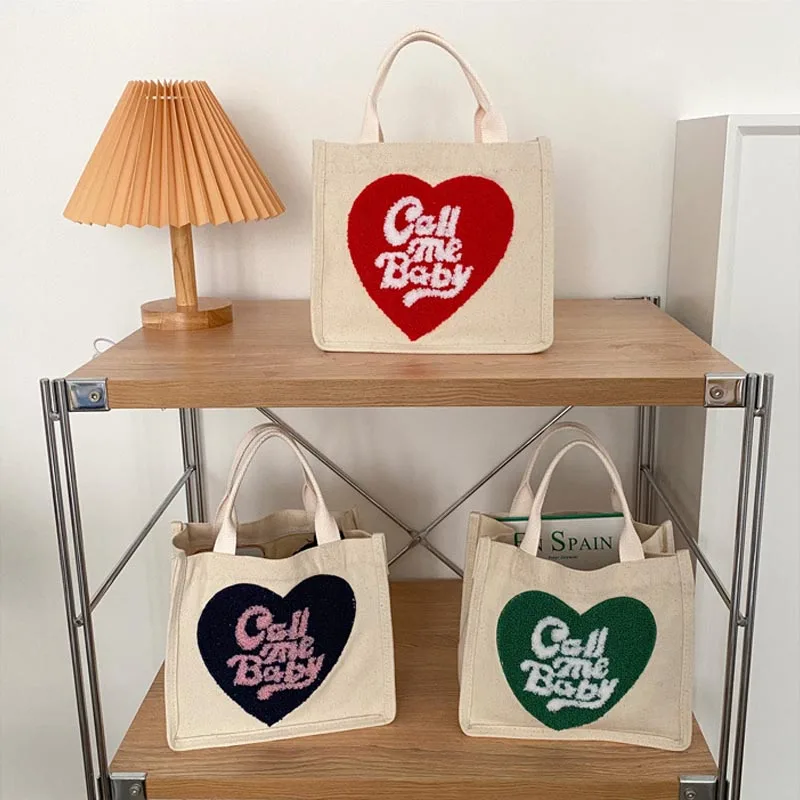 Eco Cotton Daily Handbag Lovely Fresh Plush Love Portable Canvas Bag Letter Small Square Bags Fashion Casual Totes
Eco Cotton Daily Handbag Lovely Fresh Plush Love Portable Canvas Bag Letter Small Square Bags Fashion Casual Totes