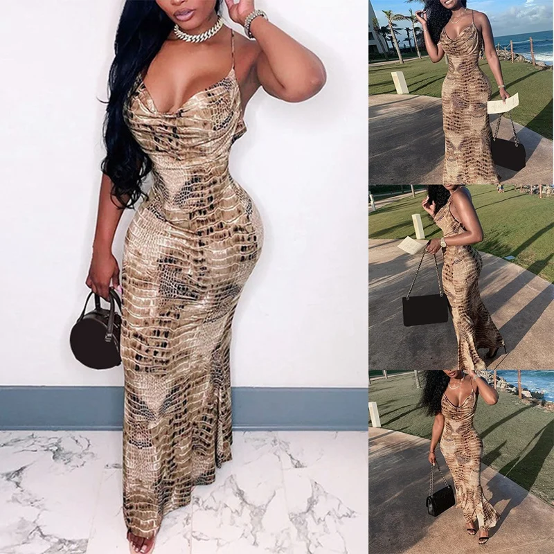 Fashion All-Match Sling Slim Sexy Backless Printed Bag Hip Dress Elegant Spaghetti Sling Nightclub Dress
Fashion All-Match Sling Slim Sexy Backless Printed Bag Hip Dress Elegant Spaghetti Sling Nightclub Dress