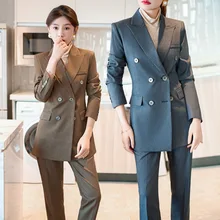 High-End Gray Work Clothes Suit Female College Students Interview Formal Wear Fashion Business Attire Elegant Work Clothes